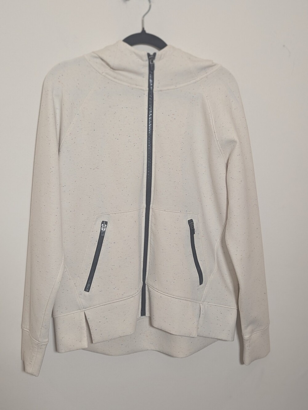 DSG Women’s Sport Fleece Full-Zip Hoodie Size S Ivory Multicolor Speckled